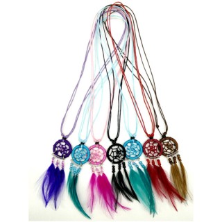 free shipping necklaces pendant dream catcher leather strings